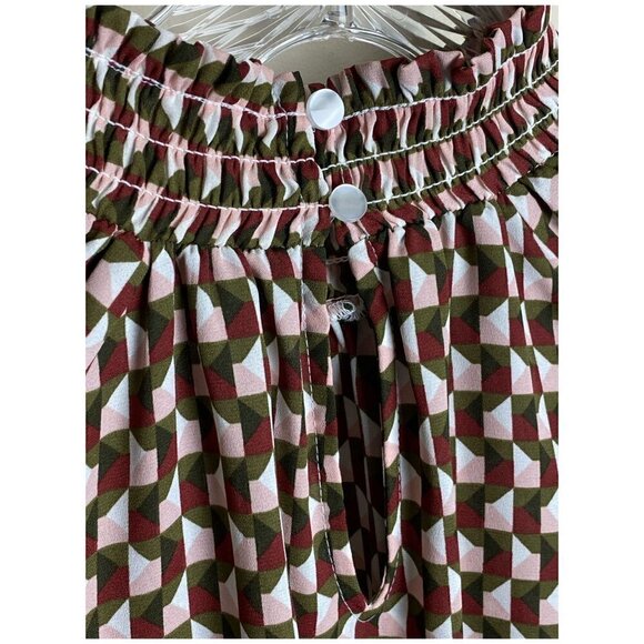 NWT Worthington Blouse Boho Chic Trendy Shirred High Neck Balloon Ruffle LS S m - Picture 8 of 9